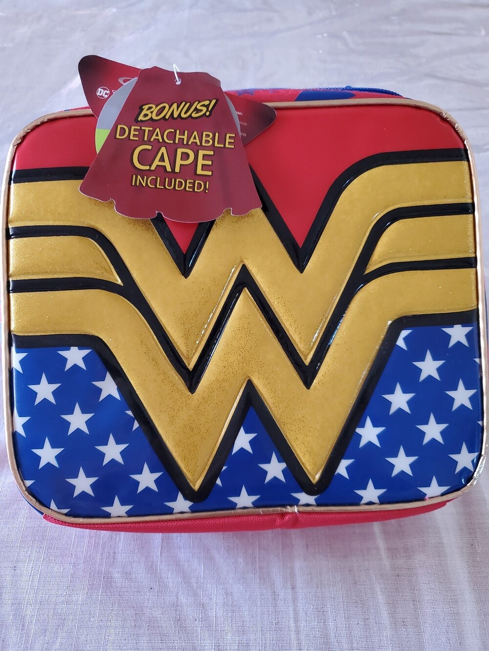 Red, Blue & Gold Lunch Bag with Detachable Cape